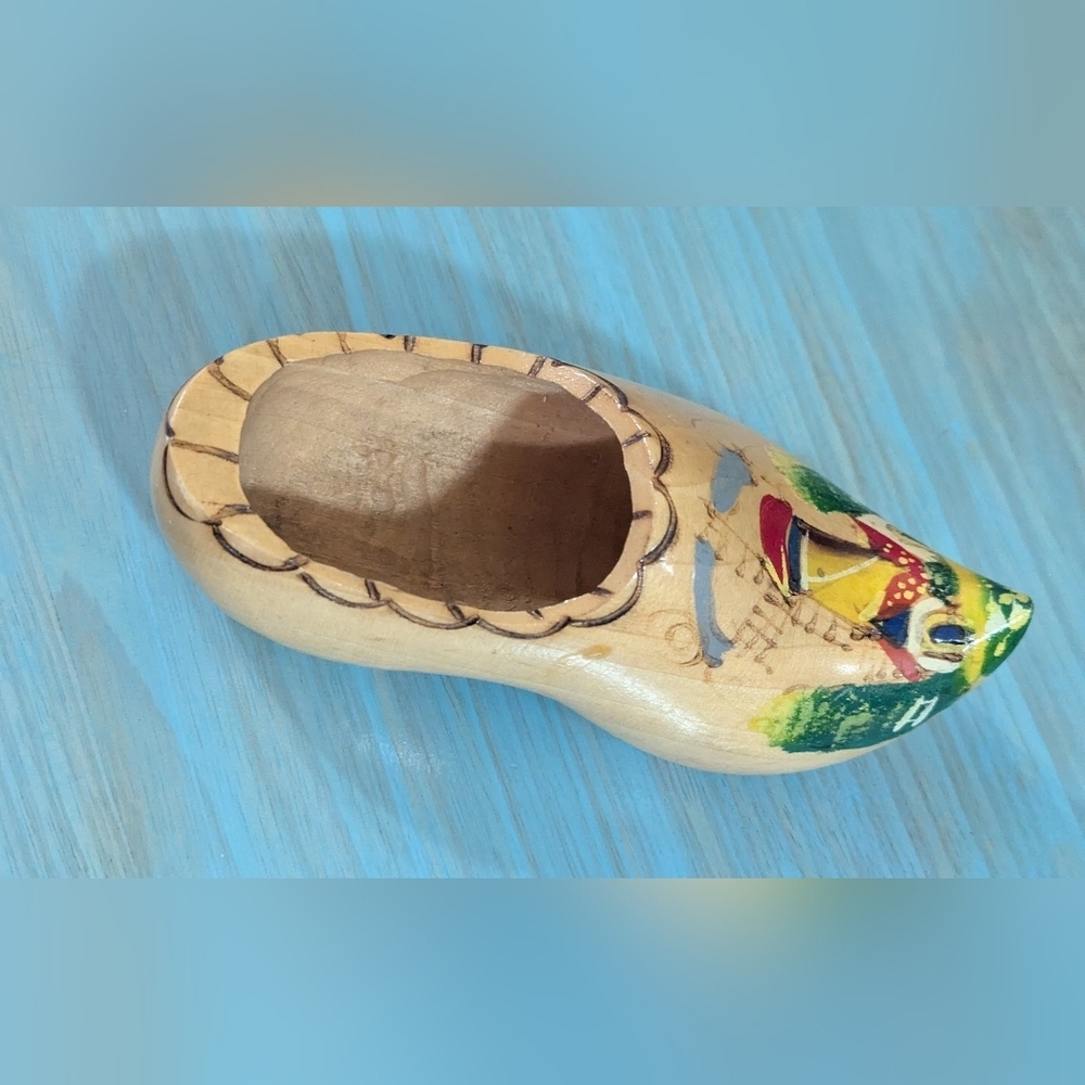 Hand-Painted Wooden Shoe Decor Petite 7"